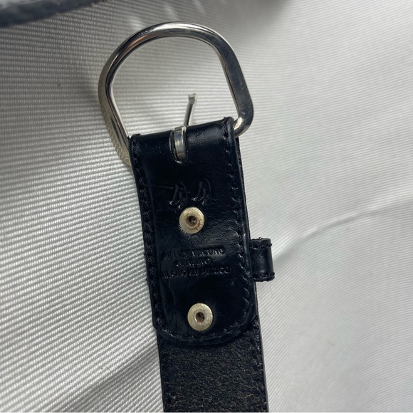 Silver Western Concho Cowboy Belt Black Tooled
Braided Leather Sz 44 - Picture 13 of 14